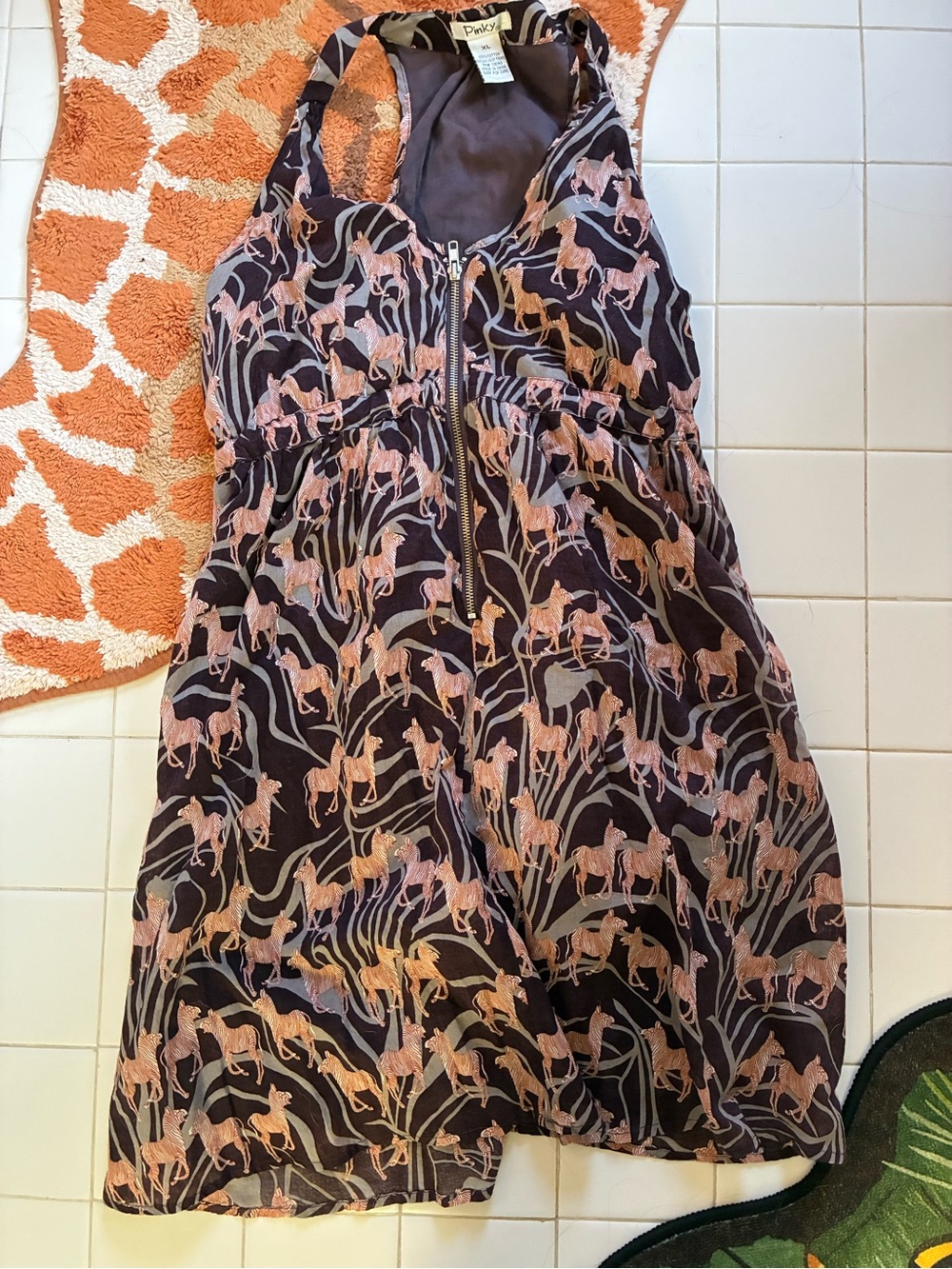 Pinky XL Zebra print zip tank dress